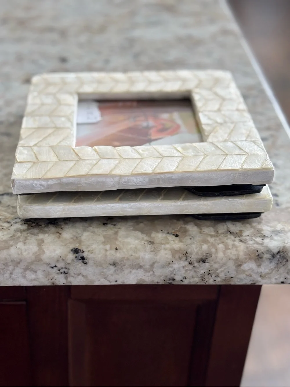 NEW PAIR Of 4x4 Photo Frames Nicole Miller Pearly Capiz Shell White Philippines